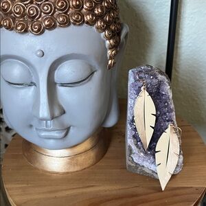 Wood/Metal Boho Leaf Earrings